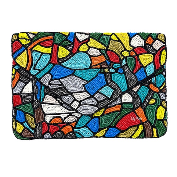 Beaded Glass Mosaic Pattern Crossbody Clutch Bag, Everyday Summer Bag - Picture 1 of 2